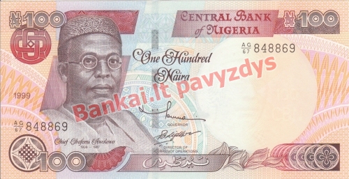 100 Nairų banknoto priekinė pusė