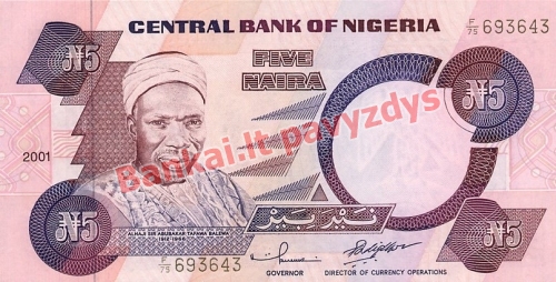 5 Nairų banknoto priekinė pusė