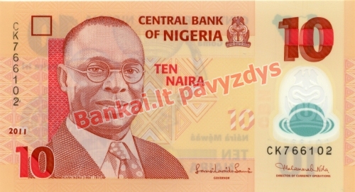 10 Nairų banknoto priekinė pusė