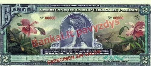 2 Balboa banknoto priekinė pusė