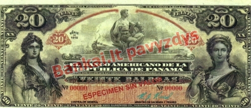 20 Balboa banknoto priekinė pusė