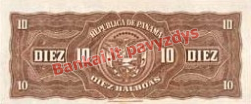 10 Balboa banknoto galinė pusė