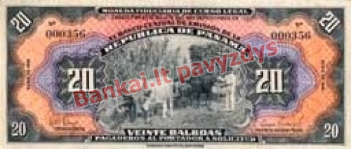 20 Balboa banknoto priekinė pusė