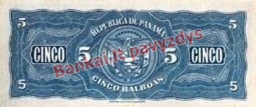 5 Balboa banknoto galinė pusė