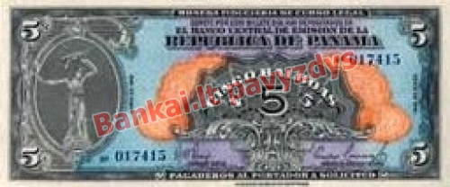 5 Balboa banknoto priekinė pusė