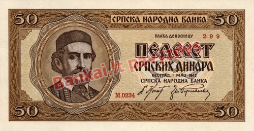 50 Dinara banknoto priekinė pusė