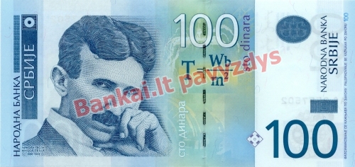 100 Dinara banknoto priekinė pusė