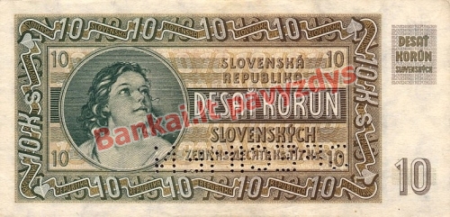 10 Korunų banknoto galinė pusė