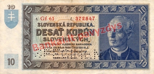 10 Korunų banknoto priekinė pusė