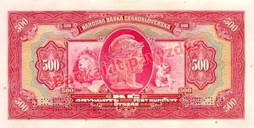 500 Korun  banknoto galinė pusė