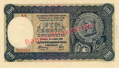 100 Korunų banknoto priekinė pusė
