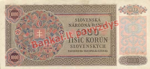 1000 Korunų banknoto galinė pusė