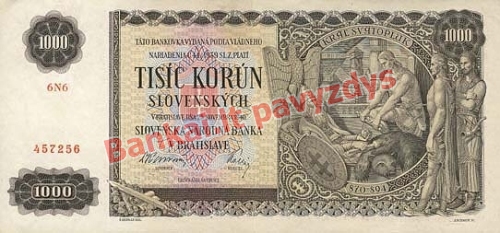 1000 Korunų banknoto priekinė pusė