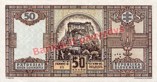 50 Korun  banknoto galinė pusė