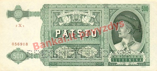 500 Korun  banknoto priekinė pusė