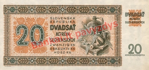 20 Korunų banknoto galinė pusė