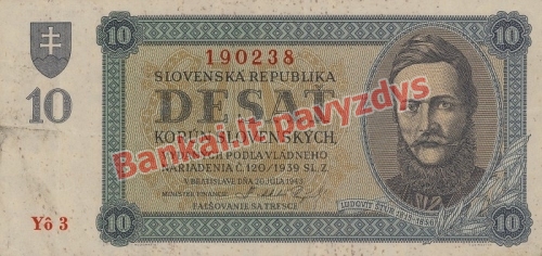 10 Korunų banknoto priekinė pusė