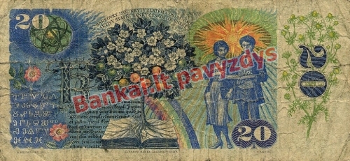 20 Korunų banknoto galinė pusė