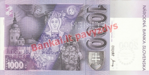 1000 Korunų banknoto galinė pusė