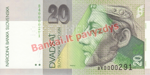 20 Korunų banknoto priekinė pusė