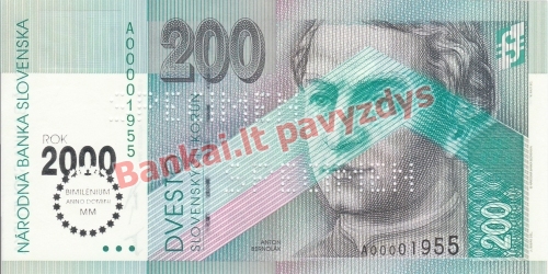 200 Korunų banknoto priekinė pusė