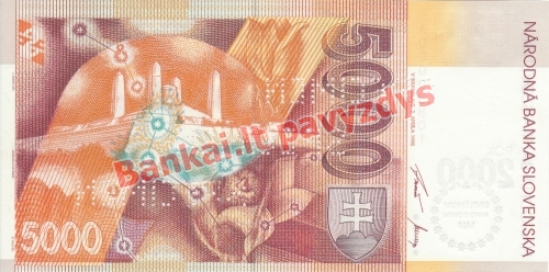 5000 Korunų banknoto galinė pusė