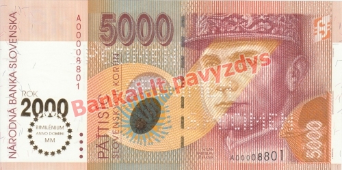 5000 Korunų banknoto priekinė pusė