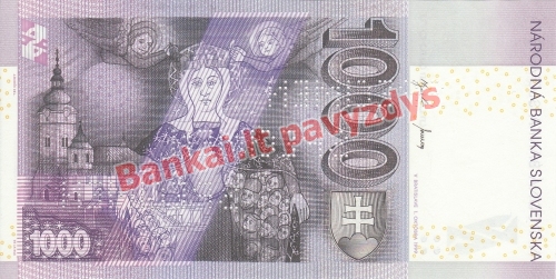 1000 Korunų banknoto galinė pusė