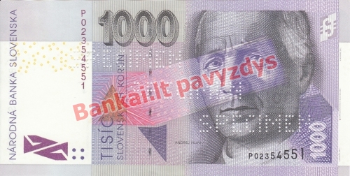 1000 Korunų banknoto priekinė pusė