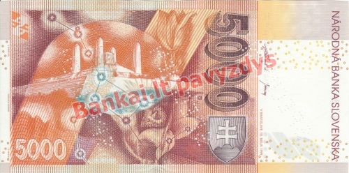 5000 Korunų banknoto galinė pusė