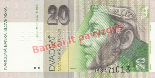 20 Korunų banknoto priekinė pusė