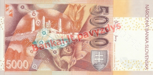 5000 Korunų banknoto galinė pusė