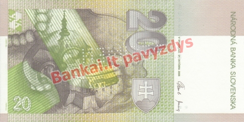 20 Korunų banknoto galinė pusė