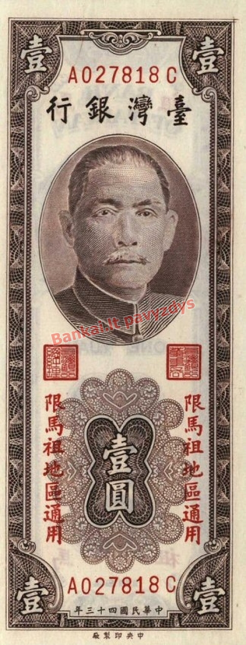 1 Juanio banknoto priekinė pusė
