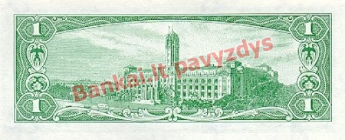 1 Juanio banknoto galinė pusė