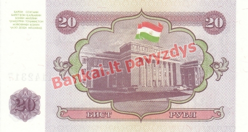 20 Rublių banknoto galinė pusė