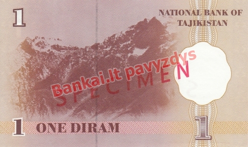 1 Diramo banknoto galinė pusė