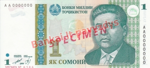 1 Somonio banknoto priekinė pusė