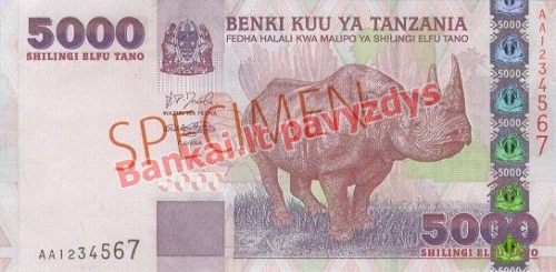 5000 Šilingų banknoto priekinė pusė