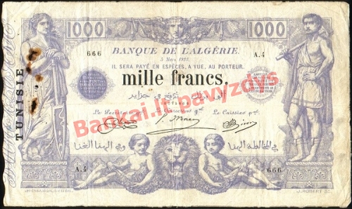 1000 Frankų banknoto priekinė pusė