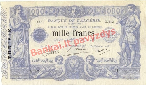 1000 Frankų banknoto priekinė pusė