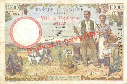 1000 Frankų banknoto priekinė pusė