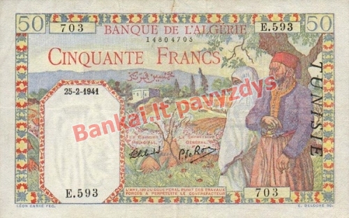 50 Frankų banknoto priekinė pusė