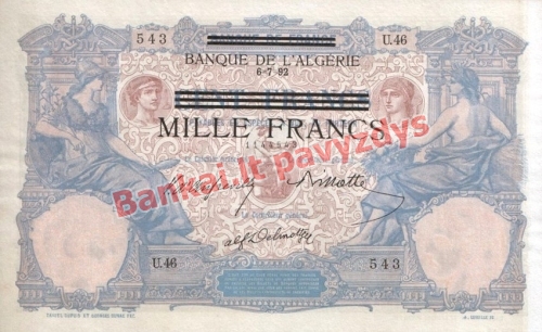 1000 Frankų banknoto priekinė pusė