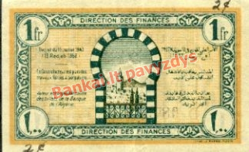 1 Franko banknoto galinė pusė