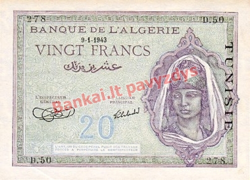 20 Frankų banknoto priekinė pusė