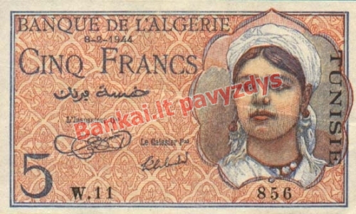 5 Frankų banknoto priekinė pusė