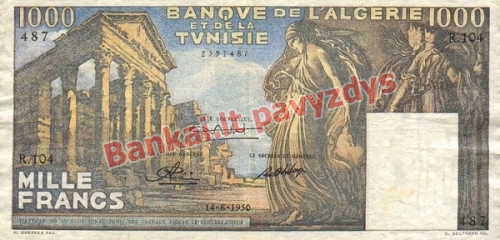 1000 Frankų banknoto priekinė pusė