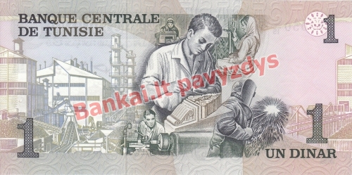 1 Dinaro banknoto galinė pusė