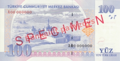 100 New Lirų banknoto galinė pusė